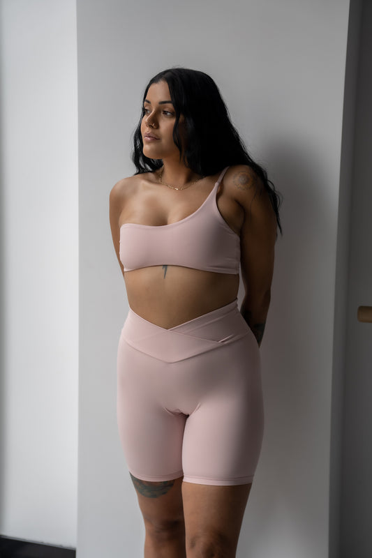 Short Nuances taille croisée 7″ - Sable rose